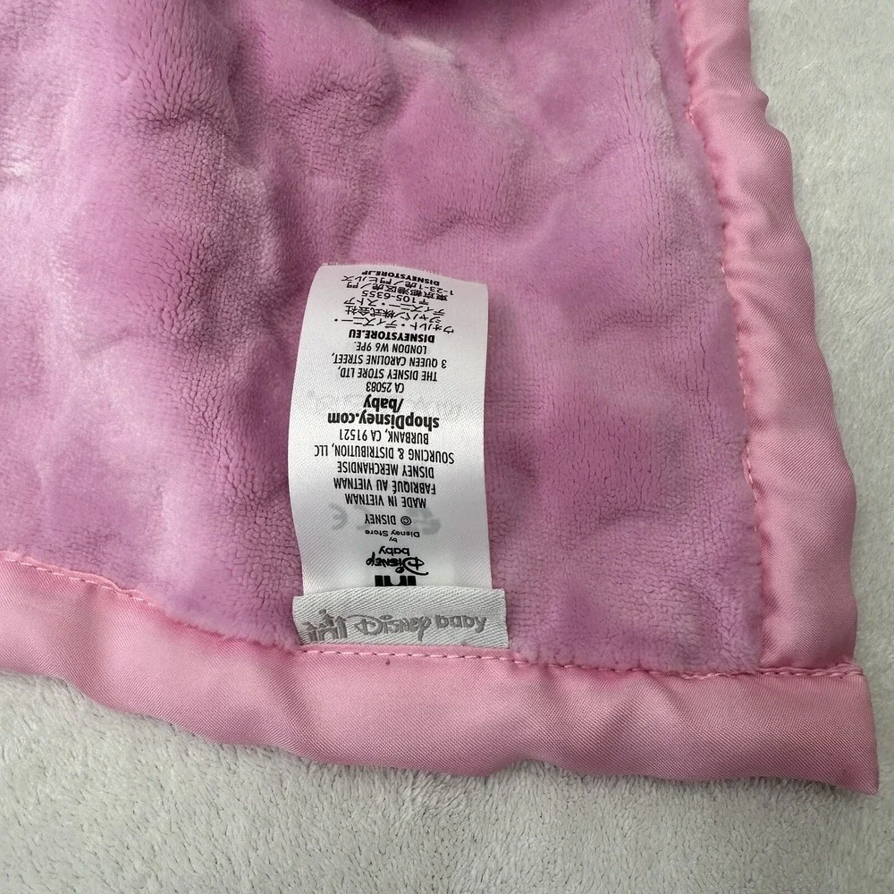 Disney Baby Pink Sleeping Minnie Mouse Blanket Embossed Star Satin Lovey 12